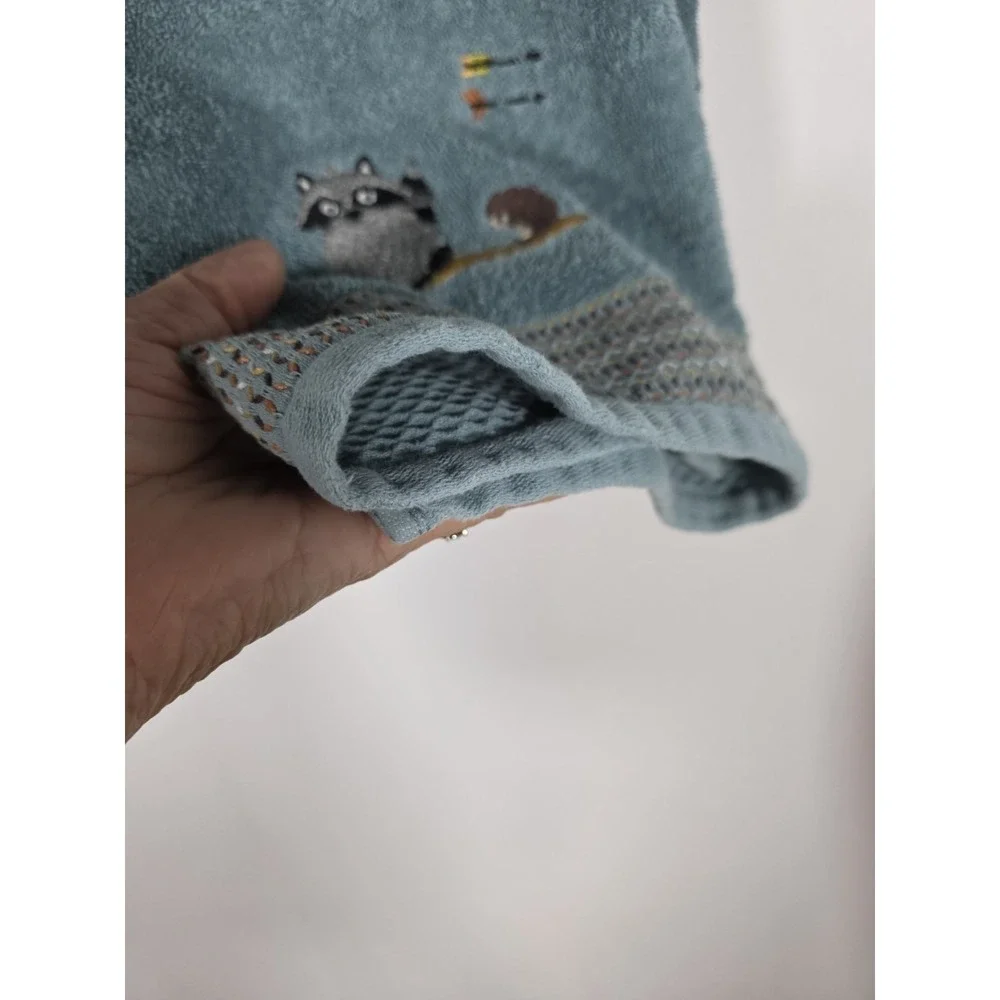 Forest Friends Bath Towels Set 2 Raccoon Arrow Green Cottagecore Nursery Bath